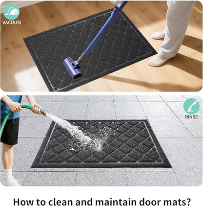 Front Door Mat Indoor Outdoor, 48" x 30" Non Slip Welcome Doormat for Entryway, Heavy Duty Low Profile Entrance Rug for High Traffic Areas, Patio, Outside Entry, Yard, Porch Waterproof