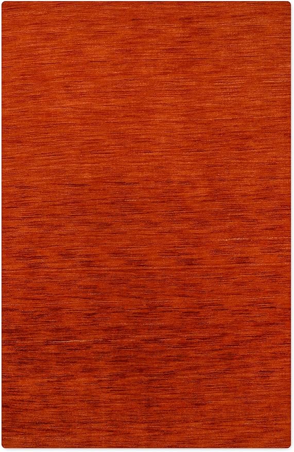 Hand Knotted Loom Wool ECO-Friendly Area Rugs - 9'x12', Rectangle, Light Red Color, Solid Plain Design, High Pile Handmade Anti Skid Area Rugs for Living Room, Bed Room (L00111)