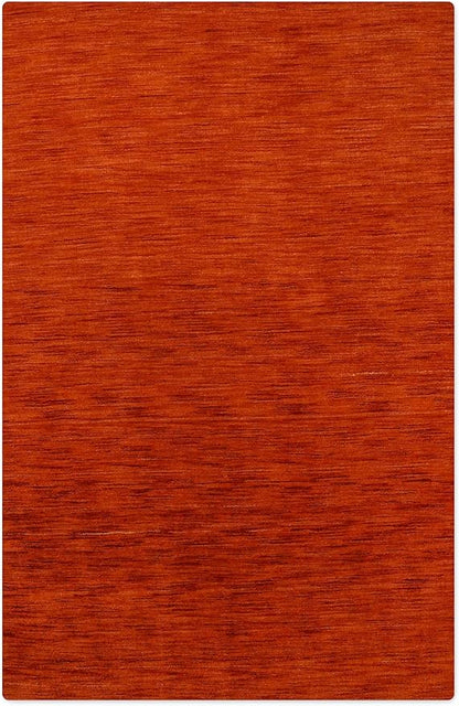 Hand Knotted Loom Wool ECO-Friendly Area Rugs - 5'x8', Rectangle, Light Red Color, Solid Plain Design, High Pile Handmade Anti Skid Area Rugs for Living Room, Bed Room (L00111)