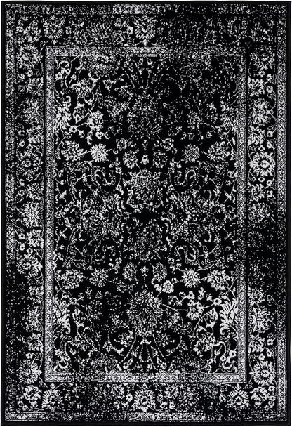 SAFAVIEH Adirondack Collection Area Rug - 5'1" x 7'6", Black & Ivory, Distressed Vintage Floral Design, Non-Shedding & Easy to Clean, Ideal for Living Room, Bedroom, Dining Space (ADR109Z)