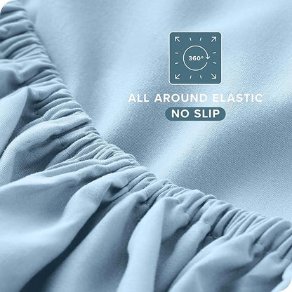 Bare Home Twin Sheet Set - 1800 Ultra-Soft Microfiber Twin Bed Sheets - Double Brushed - Deep Pockets - Easy Fit - Extra Soft - 3 Piece Set - Bedding Sheets & Pillowcases (Twin, Light Blue)