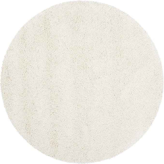 SAFAVIEH Milan Shag Collection Area Rug - 3' Round, Ivory, Solid Design, Non-Shedding & Easy Care, 2-inch Thick Ideal for High Traffic Areas in Living Room, Bedroom (SG180-1212)
