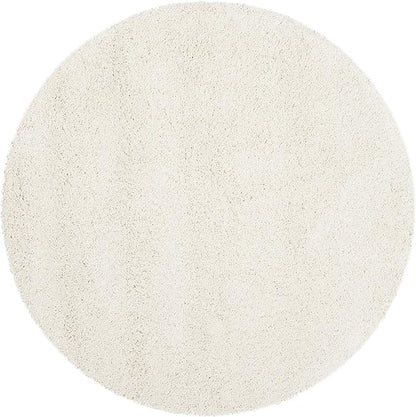 SAFAVIEH Milan Shag Collection Area Rug - 3' Round, Ivory, Solid Design, Non-Shedding & Easy Care, 2-inch Thick Ideal for High Traffic Areas in Living Room, Bedroom (SG180-1212)