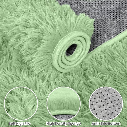 5x7 Area Rugs for Living Room Rug: Soft Fluffy Shag Mint Green Rugs for Bedroom, Non-Slip Large Fuzzy Plush Rug Indoor Floor Carpet for Nursery Kids Boys Girls Room, Dorms, Playroom, Modern Home Decor