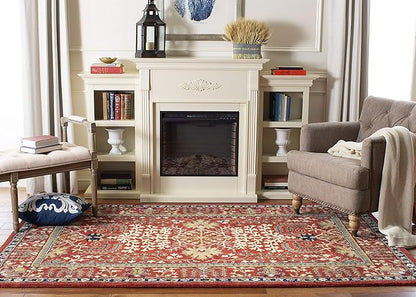 SAFAVIEH Antiquity Collection Area Rug - 6' Square, Red & Multi, Handmade Traditional Oriental Wool, Ideal for High Traffic Areas in Living Room, Bedroom (AT64A)