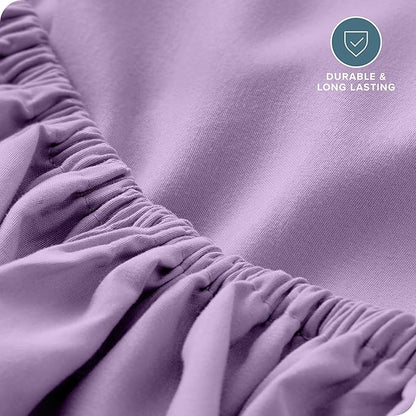 Bare Home Fitted Bottom Sheet Full Size - Premium 1800 Microfiber - Ultra-Soft Hotel Luxury - Deep Pocket - Durable and Long Lasting - Fitted Sheet (Full, Lavender)