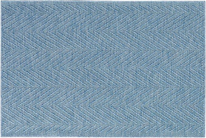 TOWN & COUNTRY BASICS Pax Herringbone Textured Solid Everwash® Washable Area Rug, Low Pile, Non-Slip Backing, Easy Clean Pet & Family Friendly Rug, Blue, 1'11"x2'11"