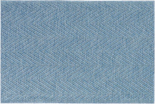 TOWN & COUNTRY BASICS Pax Herringbone Textured Solid Everwash® Washable Area Rug, Low Pile, Non-Slip Backing, Easy Clean Pet & Family Friendly Rug, Blue, 1'11"x2'11"