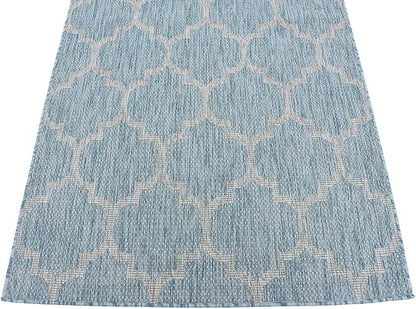 Unique Loom Outdoor Trellis Collection Area Rug (4' 1" x 6' 1" Rectangle, Aquamarine/ Gray)