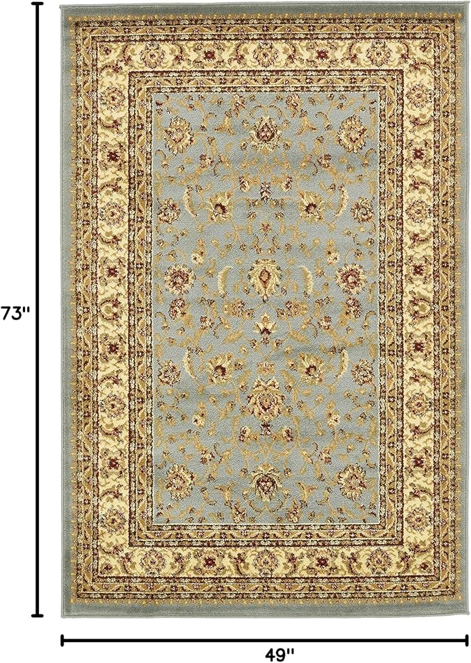 Unique Loom Voyage Collection Traditional Oriental Classic Intricate Design Area Rug (4' 0 x 6' 0 Rectangular, Light Blue/Gold)