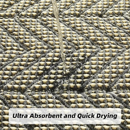 Woven Bath Mat,Upgraded Waffle Self Drying Bath Rug,Super Absorbent Non Slip Bath Drying Mat,Floor Rugs Non Slip Washable for Shower Room,Ultra Soft,Bluish Grey & Yellow,24"*36"