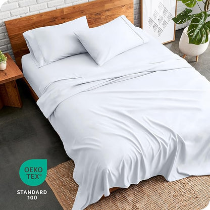 Bare Home Short Queen Sheet Set - 1800 Ultra-Soft Microfiber - Double Brushed - Deep Pockets - Easy Fit - 4 Piece Set - Bed Sheets (Short Queen, White)