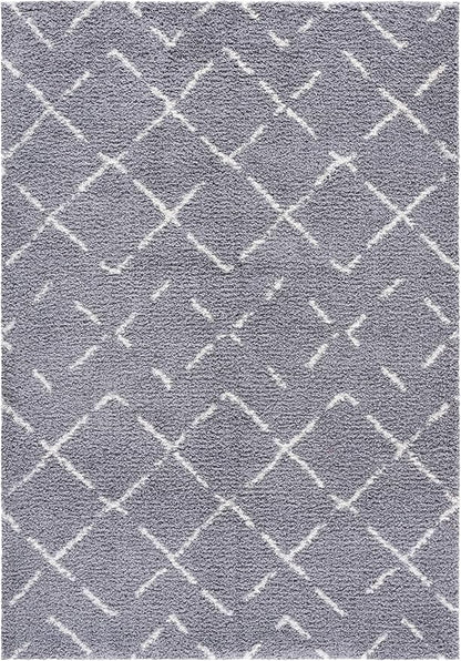 SAFAVIEH Arizona Shag Collection Area Rug - 6'7" x 9'2", Grey & Ivory, Moroccan Boho Design, Non-Shedding & Easy to Clean, Ideal for Living Room, Bedroom, Dining Space (ASG743G)