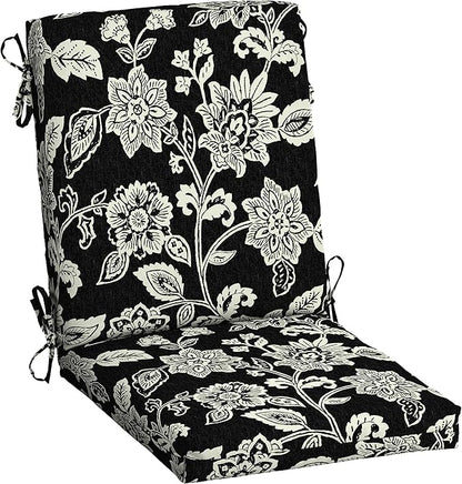 Arden Outdoor Dining Chair Cushion, 20 x 20, Rain-Proof, Fade Resistant, Ashland Black Jacobean