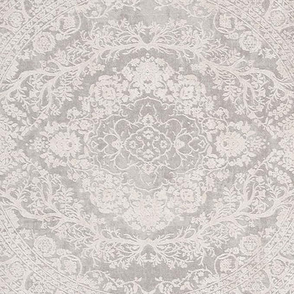 SAFAVIEH Reflection Collection Area Rug - 6'7" Round, Light Grey & Cream, Non-Shedding & Easy Cleaning, Ideal for Living Room, Bedroom (RFT668G)