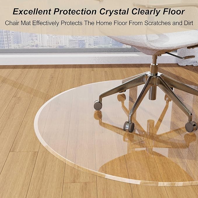 Beveled Edge 40" Round Office Chair Mat for Carpet or Hardwood Floor Crystal Clear, 40" x 40" for a Smooth Glide and Easy Roll On/Off, Heavy Duty and Non-Slip Floor Ultimate Clear Chair Mat