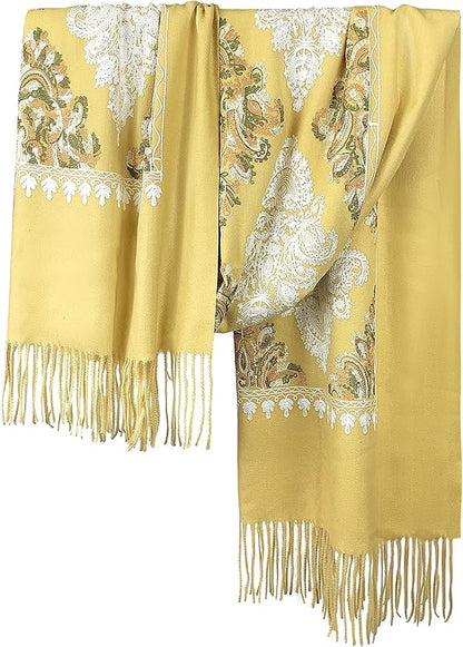 Urban CoCo Women's Embroidered Tassel Long Shawl Oversize Scarf Wraps for Women