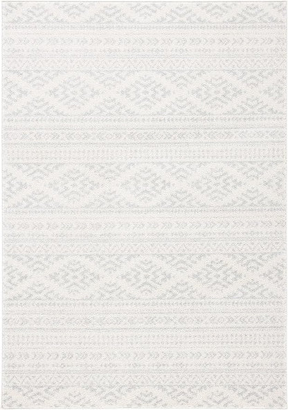 SAFAVIEH Area Rug 4x6 - Tulum Collection - Ivory & Light Grey, Moroccan Boho Tribal Design, Non-Shedding & Easy to Clean, Ideal for Living Room, Bedroom, Dining Space (TUL272G)