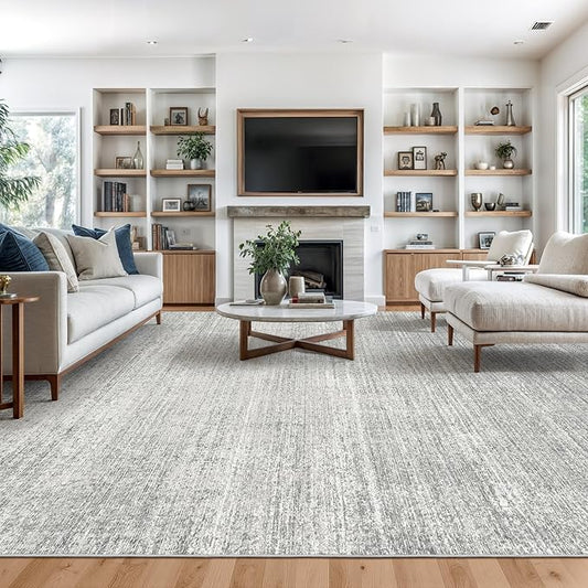 Valenrug Washable Rugs 7x9 - Stain Resistant 7x9 Area Rugs for Living Room, Non Slip Backing Printed Rugs for Bedroom, Folable Machine Washable Area Rug (7'x9', Grey)