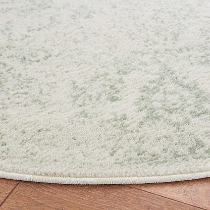 SAFAVIEH Adirondack Collection Area Rug - 6' Round, Ivory & Sage, Distressed Vintage Floral Design, Non-Shedding & Easy to Clean, Ideal for Living Room, Bedroom, Dining Space (ADR109V)