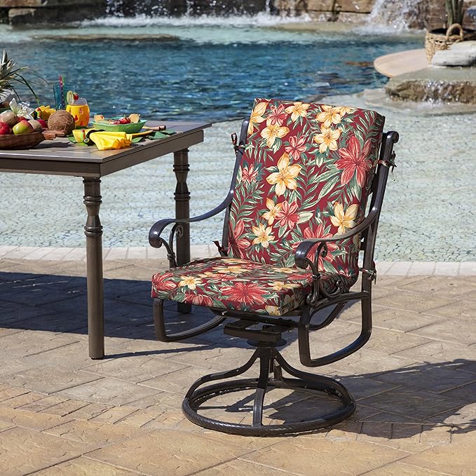 Arden Outdoor Dining Chair Cushion, 20 x 20, Rain-Proof, Fade Resistant, Ruby Clarissa