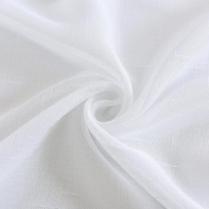 Sheer Curtains Faux Linen Semi Voile Light Filtering Drapes Pair for Bedroom Living Room, Set of 2 Grommet Top Window Curtain Panels (Each 54 x 63 Inch, White)
