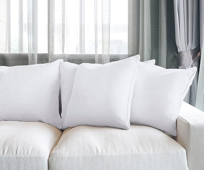 Utopia Bedding Throw Pillows (Set of 4, White), 20 x 20 Inches Pillows for Sofa, Bed and Couch Decorative Stuffer Pillow