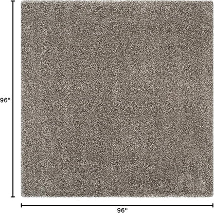 SAFAVIEH Milan Shag Collection Area Rug - 8' Square, Grey, Solid Design, Non-Shedding & Easy Care, 2-inch Thick Ideal for High Traffic Areas in Living Room, Bedroom (SG180-8080)