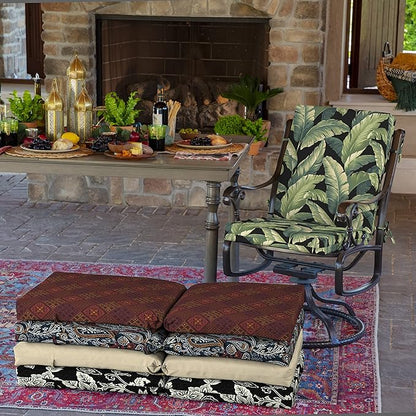Arden Outdoor Dining Chair Cushion, 2 Pack, 20 x 20, Rain-Proof, Fade Resistant, Onyx Cebu