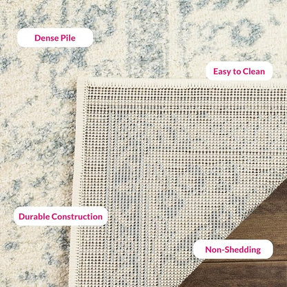 SAFAVIEH Area Rug 8x10 - Adirondack Collection - Large - Ivory & Slate, Distressed Vintage Floral Design, Non-Shedding & Easy Cleaning, Ideal for Living Room, Bedroom, Dining Space (ADR109S)
