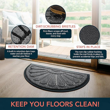 ubdyo Front Door Mat - Low Pile Front Door Mat Outside Entrance - Muddy Dirt Trapping Welcome Matt Outdoor - Rubber Backing Anti Slip Indoor Doormat Entrance, 30" x 17", Bright Grey