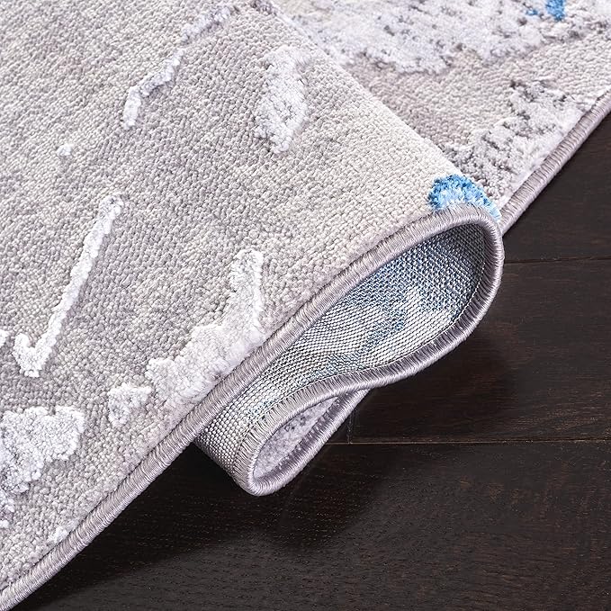 SAFAVIEH Amelia Collection Accent Rug - 3' x 5', Grey & Blue, Modern Abstract Design, Non-Shedding & Easy Care, Ideal for High Traffic Areas in Entryway, Living Room, Bedroom (ALA293F)