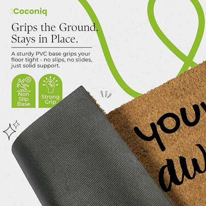 Coir Door Mats 17" X 30", Non-Slip Sturdy, PVC Backed Heavy Duty, Easy to Clean, Ideal for Door Entrance, Patio, Porch, Backyard, Garages, Wipe Your Paws