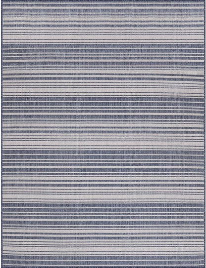 Stripe Outdoor Rug 10x14 Washable Outside Carpet for Indoor Patio Porch Waterproof Easy Cleaning Non Shedding Area Rugs Blue 10 x 14