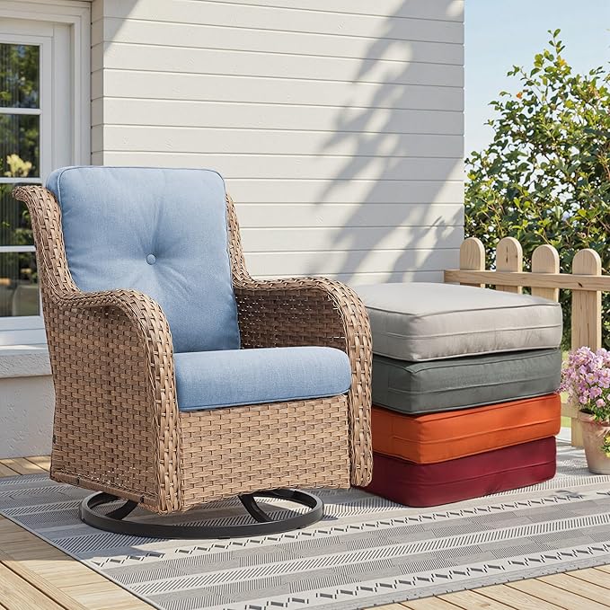 Patio Cushions for Outdoor Furniture - 22" x 25" x 4" UV Resistant Thick Foam Cushions Water Resistant Replacement Cushion for Outdoor Patio Furniture Chair/Sofa/Couch | Baby Blue | 6-Pack |