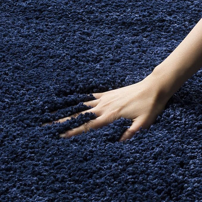 SAFAVIEH Milan Shag Collection Runner Rug - 2' x 14', Navy, Solid Design, Non-Shedding & Easy Care, 2-inch Thick Ideal for High Traffic Areas in Living Room, Bedroom (SG180-7070)