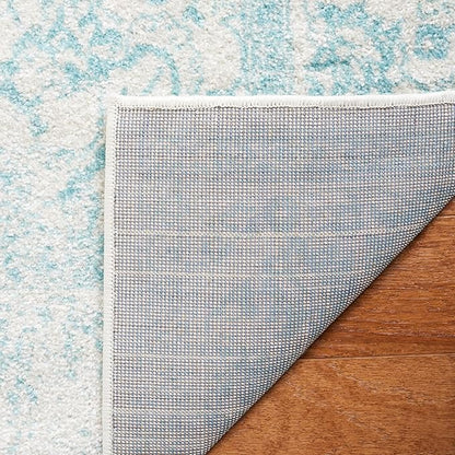 SAFAVIEH Area Rug 4x6 - Adirondack Collection - Ivory & Light Blue, Distressed Vintage Floral Design, Non-Shedding & Easy to Clean, Ideal for Living Room, Bedroom, Dining Space (ADR109L)