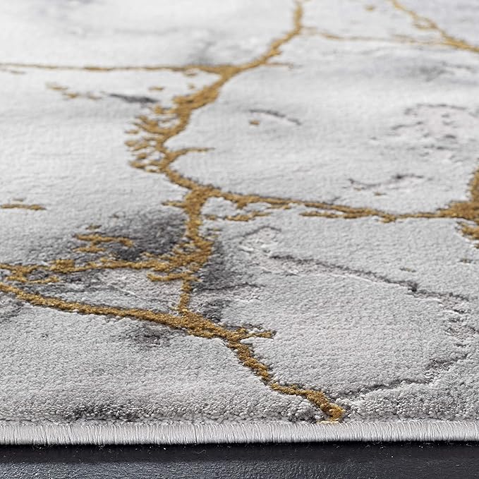 SAFAVIEH Craft Collection Area Rug - 9' x 12', Grey & Gold, Modern Abstract Design, Non-Shedding & Easy Care, Ideal for High Traffic Areas in Living Room, Bedroom (CFT877F)