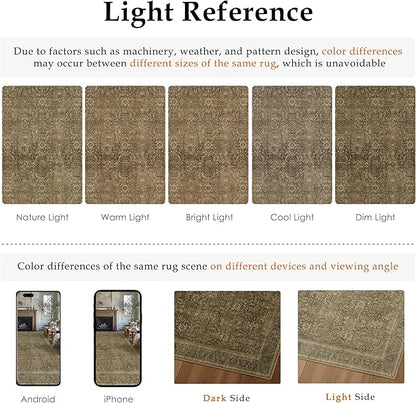 Brown 2x8 Runner Rug Washable Vintage Long Carpet for Hallway Kitchen Soft Retro Floral Low Pile Indoor Runner Non Slip Traditional Distressed Rug for Bathroom Bedroom Laundry Dining Room