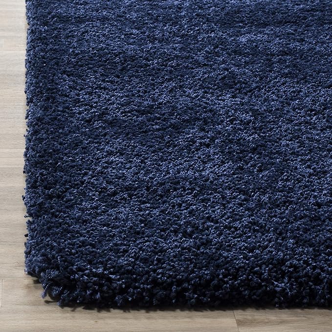 SAFAVIEH Milan Shag Collection 5'1" Square Navy SG180 Solid Non-Shedding Living Room Bedroom Dining Room Entryway Plush 2-inch Thick Area Rug