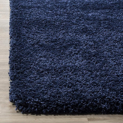 SAFAVIEH Milan Shag Collection 5'1" Square Navy SG180 Solid Non-Shedding Living Room Bedroom Dining Room Entryway Plush 2-inch Thick Area Rug