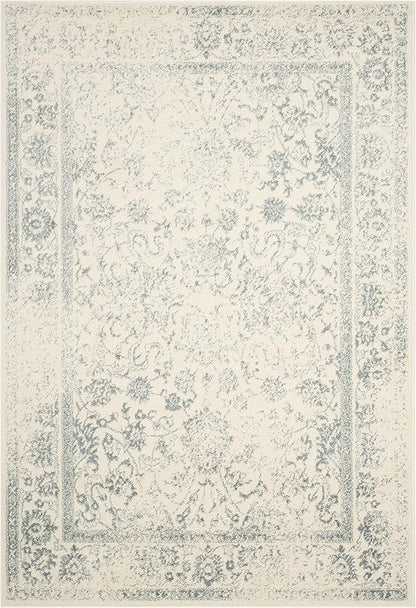 SAFAVIEH Adirondack Collection Area Rug - 5'1" x 7'6", Ivory & Slate, Distressed Vintage Floral Design, Non-Shedding & Easy to Clean, Ideal for Living Room, Bedroom, Dining Space (ADR109S)