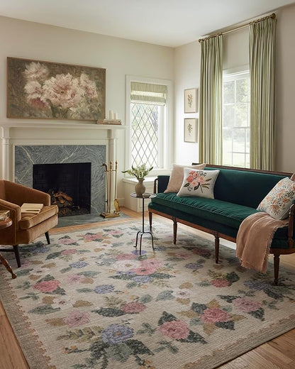 Loloi Rifle Paper Co. Rosa Collection RSA-02 Cream/Multi 3'-9" x 5'-6" Accent Rug