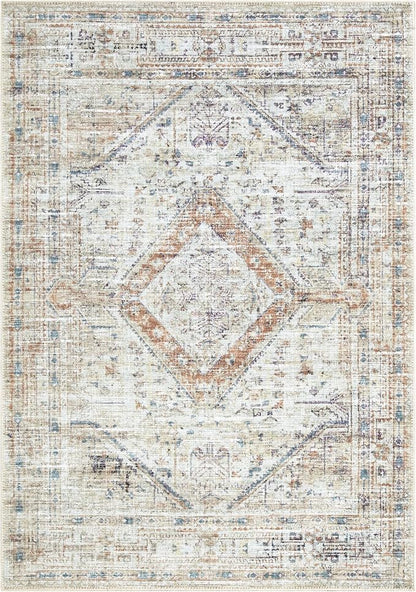Bloom Rugs Washable Non-Slip 3' x 5' Rug - Peach/Beige Traditional Area Rug for Living Room, Bedroom, Dining Room, and Kitchen - Exact Size: 3' x 5'