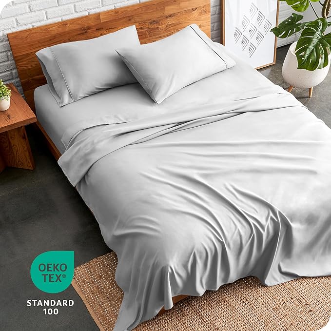 Bare Home Ultra-Soft Split Cal King Sheet Set - Luxury 1800 - Hydro-Brushed - Deep Pockets - Easy Fit - 4 Piece Set - Bedding Sheets & Pillowcases (Split California King, Cloud Grey)