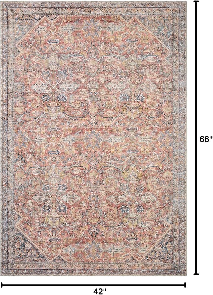 Loloi Adrian Collection ADR-02 Rust/Denim 3'-6" x 5'-6", .19" Thick Accent Rug