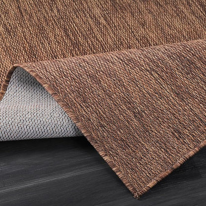 Washable Indoor Outdoor Rug 6x9 Weather Resistant Area Rugs Modern Solid for Porch Deck Balcony Backyard Patio Outside Carpet (6 X 9 Gold Brown)