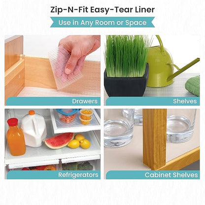Con-Tact Brand 04F-CZ8S01-06AZ Zip-N-Fit Premium Non-Adhesive Perforated Shelf and Drawer Liner, 18-Inches by 4-Feet, Ribbed Clear