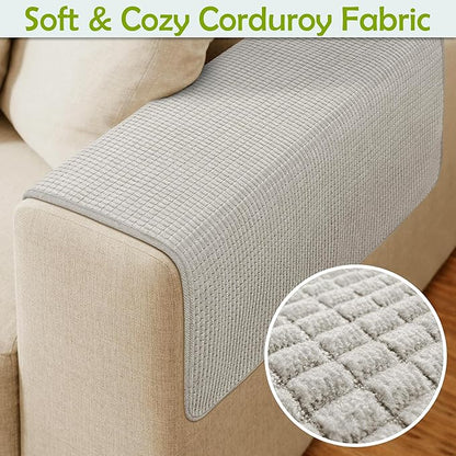 Couch Arm Covers, Sofa Arm Covers, Waterproof Armrest Covers for Sofa, Armchair, Loveseat, Non-Slip Recliner Arm Covers, Sofa Headrest Covers, Arm Chair Covers Set of 2 (Light Gray, 26"×26")