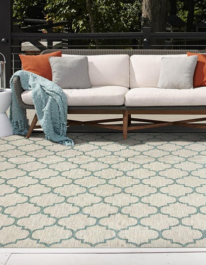 Unique Loom Outdoor Trellis Collection Area Rug - Trellis (Square 10' 8" x 10' 8", Gray/ Ivory)